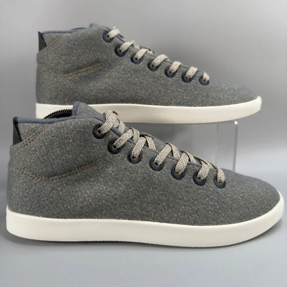 Allbirds Wool Piper Mids Womens 10 Sneakers‎ Gray Blue White Lace Up Shoe